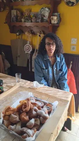 Grandma Katalin shaping doughnuts